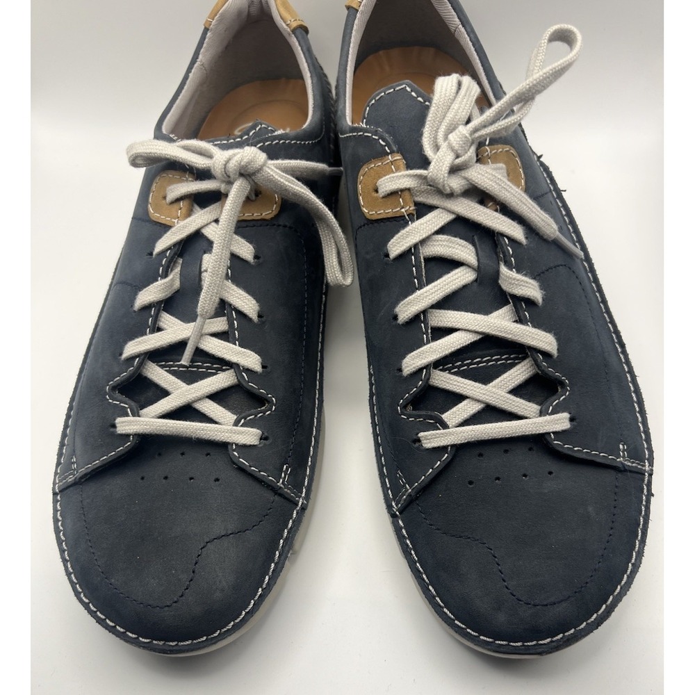 Mens Clarks Casual Blue Lace Up Shoe Shoes Size 1l.5 Excellent Condition